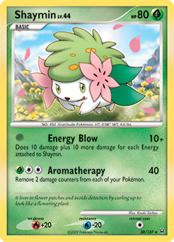 Rare Pokémon card Shaymin 38/127 from Platinuim expansion