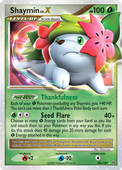 Lv. X Pokémon card Shaymin LV.X 126/127 from Platinuim expansion