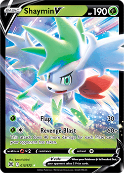 Ultra rare V Pokémon card Shaymin V 013/172 from Brilliant Stars expansion