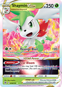 Ultra rare VSTAR Pokémon card Shaymin VSTAR 014/172 from Brilliant Stars expansion