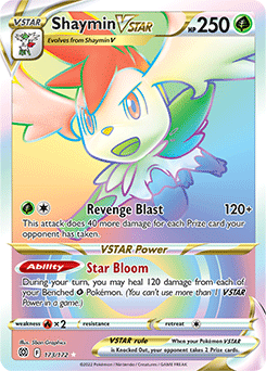 Rainbow VSTAR Pokémon card Shaymin VSTAR 173/172 from Brilliant Stars expansion