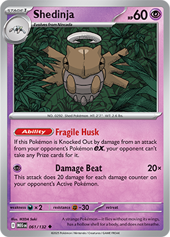 Uncommon Pokémon card Shedinja 61/132 from Mega Evolution expansion