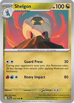 Common Pokémon card Shelgon 113/159 from Journey Together expansion