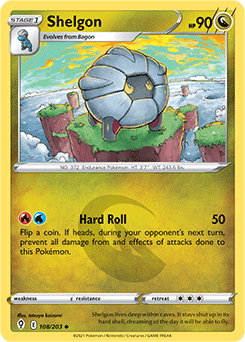 Uncommon Pokémon card Shelgon 108/203 from Evolving Skies expansion