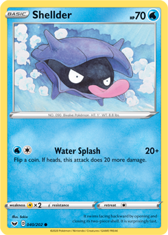 Common Pokémon card Shellder 40/202 from Sword & Shield expansion