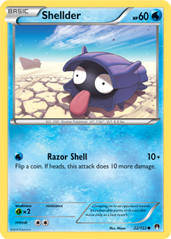 Common Pokémon card Shellder 22/122 from Breakpoint expansion