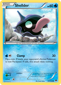 Common Pokémon card Shellder 23/122 from Breakpoint expansion