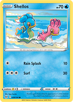 Common Pokémon card Shellos 039/196 from Lost Origin expansion