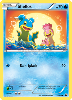Common Pokémon card Shellos 28/114 from Steam Siege expansion