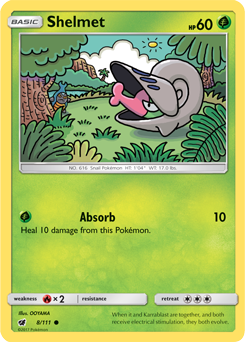 Common Pokémon card Shelmet 8/111 from Crimson Invasion expansion