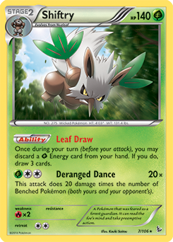 Rare holo Pokémon card Shiftry 7/106 from Flashfire expansion