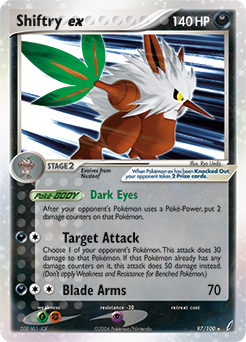 Pokémon ex Pokémon card Shiftry EX 97/100 from Ex Crystal Guardians expansion