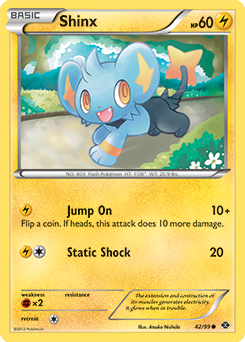 Common Pokémon card Shinx 42/99 from Next Destinies expansion