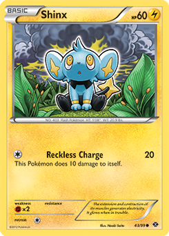 Common Pokémon card Shinx 43/99 from Next Destinies expansion