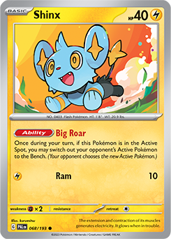 Common Pokémon card Shinx 068/193 from Paldea Evolved expansion