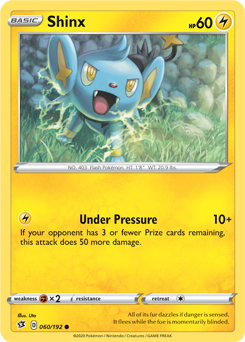 Common Pokémon card Shinx 60/192 from Rebel Clash expansion