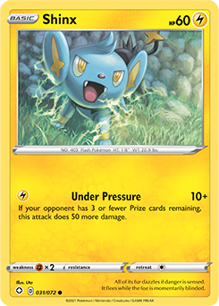 Common Pokémon card Shinx 031/072 from Shining Fates expansion