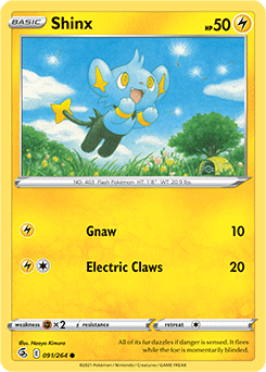 Common Pokémon card Shinx 91/264 from Fusion Strike expansion
