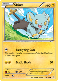 Common Pokémon card Shinx 32/106 from Flashfire expansion