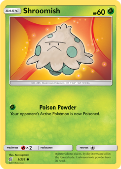Common Pokémon card Shroomish 5/236 from Unified Minds expansion