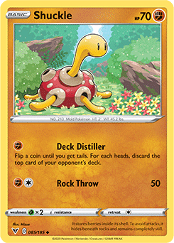Uncommon Pokémon card Shuckle 085/185 from Vivid Voltage expansion