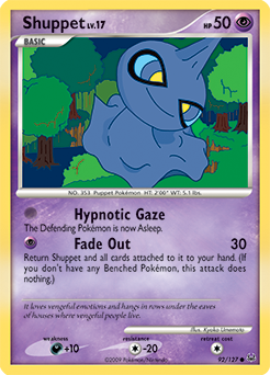 Common Pokémon card Shuppet 92/127 from Platinuim expansion