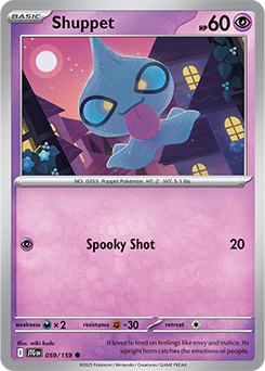 Common Pokémon card Shuppet 59/159 from Journey Together expansion