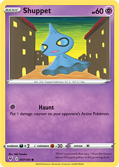 Common Pokémon card Shuppet 067/185 from Vivid Voltage expansion