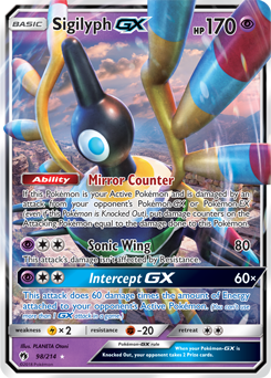 Pokémon GX Pokémon card Sigilyph GX 98/214 from Lost Thunder expansion