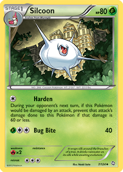 Uncommon Pokémon card Silcoon 7/124 from Dragons Exalted expansion