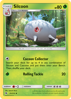 Uncommon Pokémon card Silcoon 25/214 from Lost Thunder expansion