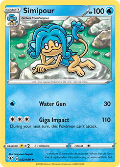 Uncommon Pokémon card Simipour 42/189 from Darkness Ablaze expansion