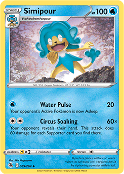 Uncommon Pokémon card Simipour 69/264 from Fusion Strike expansion
