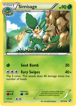Uncommon Pokémon card Simisage 8/114 from Black & White expansion