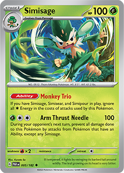 Simisage 5/182 Pokémon card from Paradox Rift for sale at best price