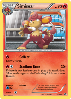 Rare Pokémon card Simisear 16/99 from Next Destinies expansion