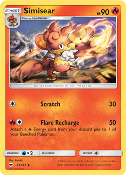 Simisear 23/147 Pokémon card from Burning Shadows for sale at best price