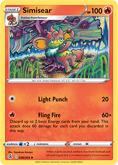 Uncommon Pokémon card Simisear 38/264 from Fusion Strike expansion