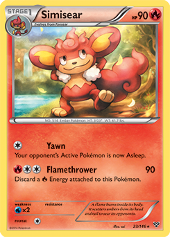 Rare Pokémon card Simisear 23/146 from X&Y expansion