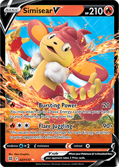 Ultra rare V Pokémon card Simisear V 027/172 from Brilliant Stars expansion