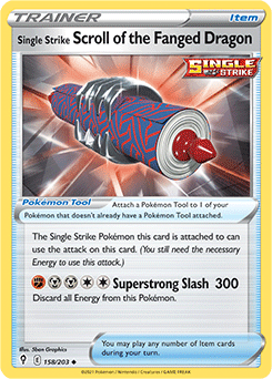 Uncommon Pokémon card Single Strike Scroll of the Fanged Dragon 158/203 from Evolving Skies expansion