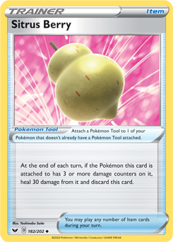 Uncommon Pokémon card Sitrus Berry 182/202 from Sword & Shield expansion