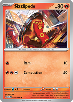 Common Pokémon card Sizzlipede 29/132 from Mega Evolution expansion