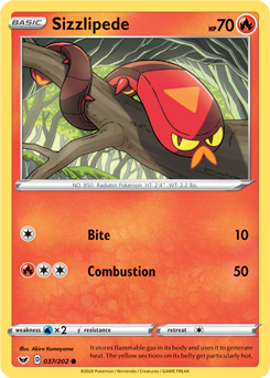 Common Pokémon card Sizzlipede 37/202 from Sword & Shield expansion