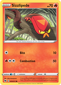 Common Pokémon card Sizzlipede 009/073 from Champion s Path expansion