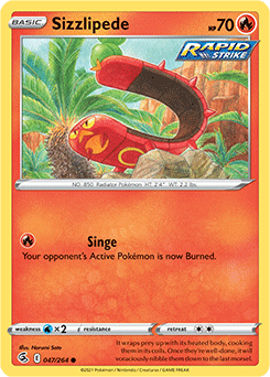Common Pokémon card Sizzlipede 47/264 from Fusion Strike expansion