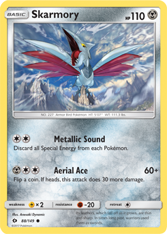 Common Pokémon card Skarmory 88/149 from Sun & Moon expansion