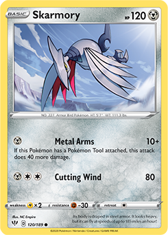 Common Pokémon card Skarmory 120/189 from Darkness Ablaze expansion