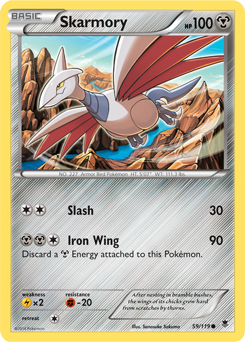 Common Pokémon card Skarmory 59/119 from Phantom Forces expansion