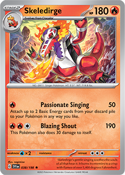 Rare Pokémon card Skeledirge 038/198 from Scarlet & Violet expansion